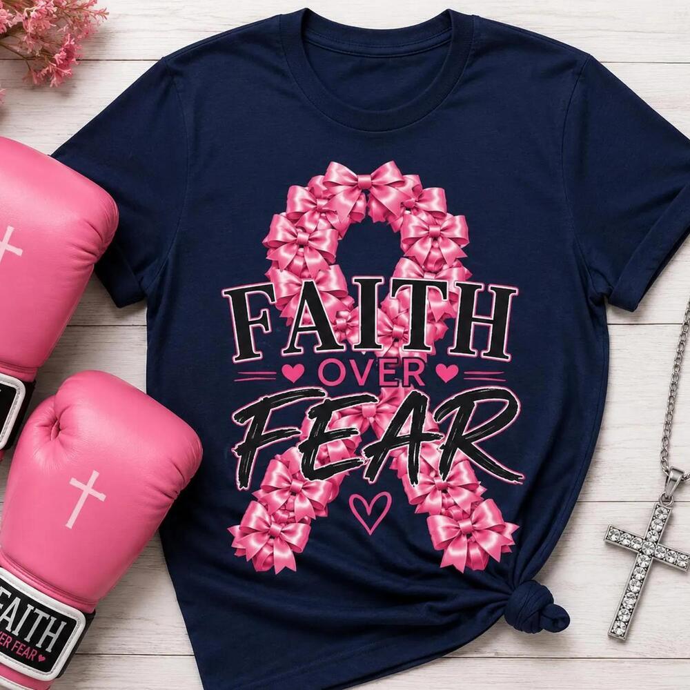 Awareness Shirt, Faith Over Fear Shirt, Ribbon Christian